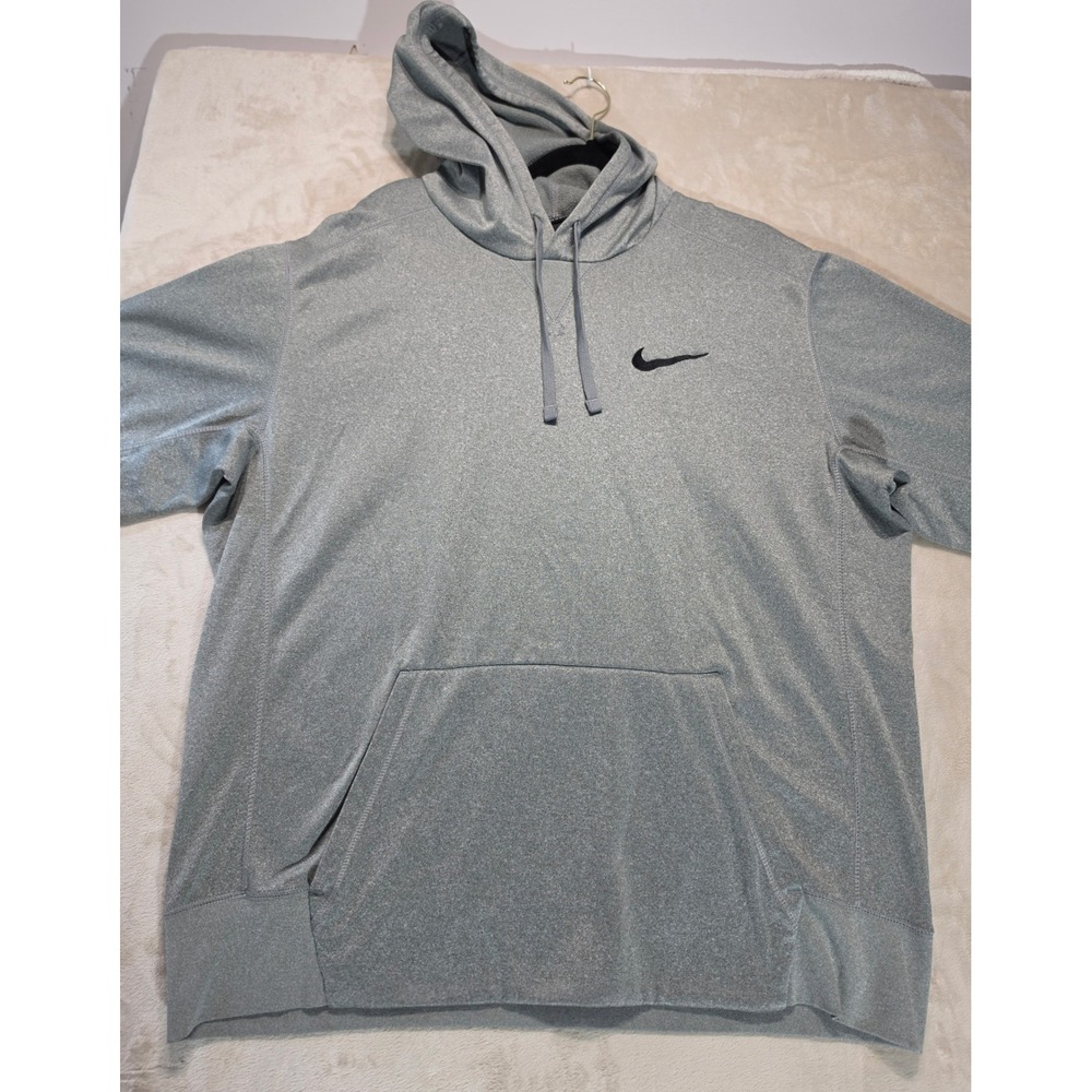 Nike Dri-FIT Mens XL Gray Heathered Pullover Hoodie Sweatshirt Training Gym - Picture 2 of 8